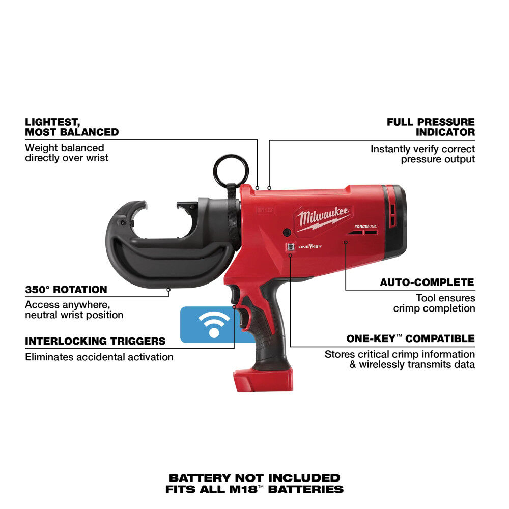 Milwaukee M18 FORCE LOGIC 12 Ton Utility Crimper  (Bare Tool), large image number 3