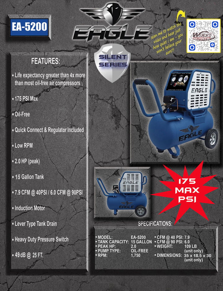 Eagle Compressor 15 Gallon Silent Series Air Compressor, large image number 2