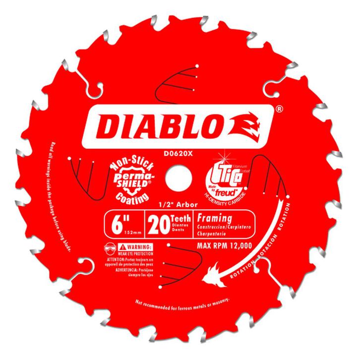 Diablo Tools 6 inch x 20 Tooth ATB Framing Saw Boss Blade with 1/2 inch Arbor, large image number 0