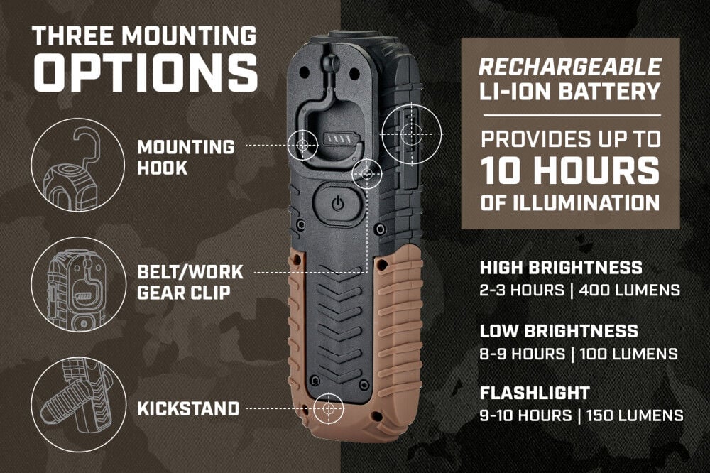 Spec Ops 2-in-1 Rechargeable LED Work Light Flashlight, large image number 4