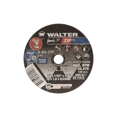 Walter 60 Grit 3 In. Aluminum Oxide Abrasive Medium Coarse Zip Wheel