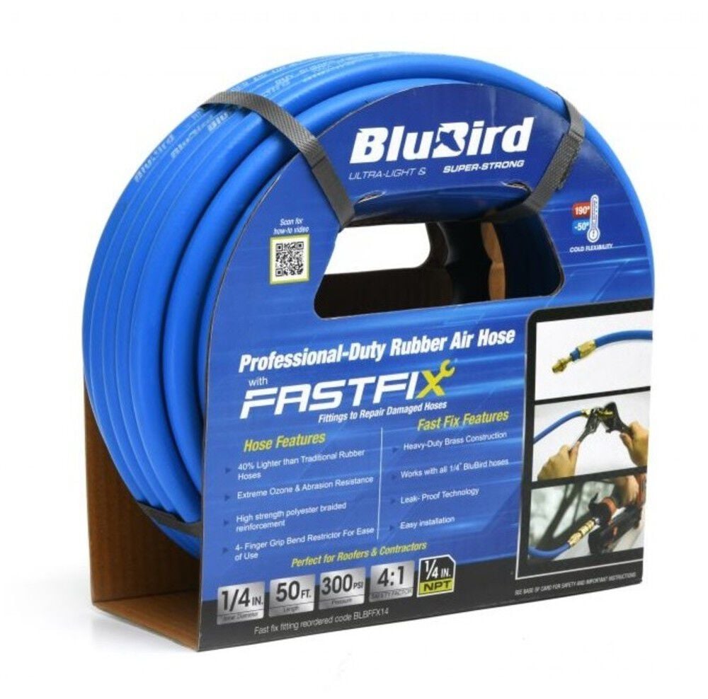 BluBird 1/4 Inch x 50 Ft. Rubber Air Hose Assembly – BB1450