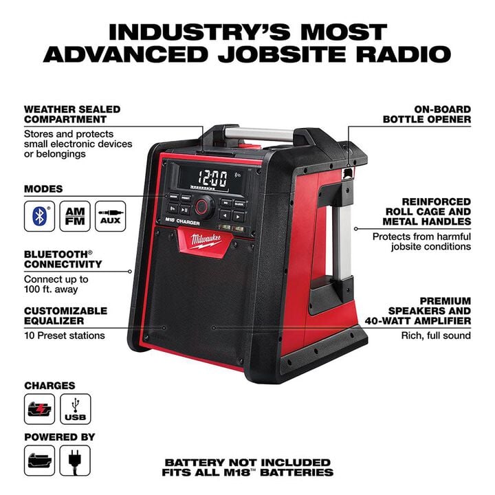 Milwaukee M18 Jobsite Fan & Bluetooth Radio/Charger (Bare Tool) Bundle, large image number 2