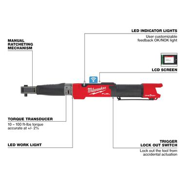 Milwaukee M12 FUEL 3/8inch Digital Torque Wrench with ONE-KEY (Bare Tool), large image number 3