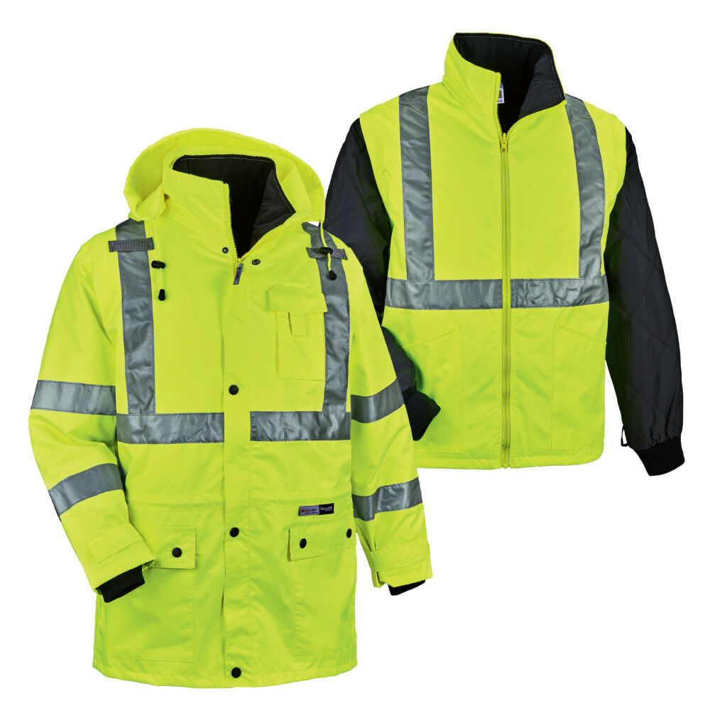 Ergodyne 4-in-1 Hi-Vis Winter Jacket Parka, Size Small – 24382