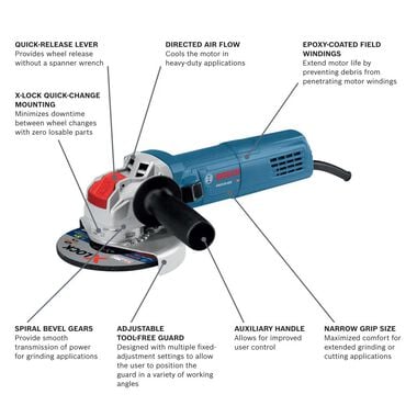 Bosch 4-1/2 In X-LOCK Ergonomic Angle Grinder, large image number 11