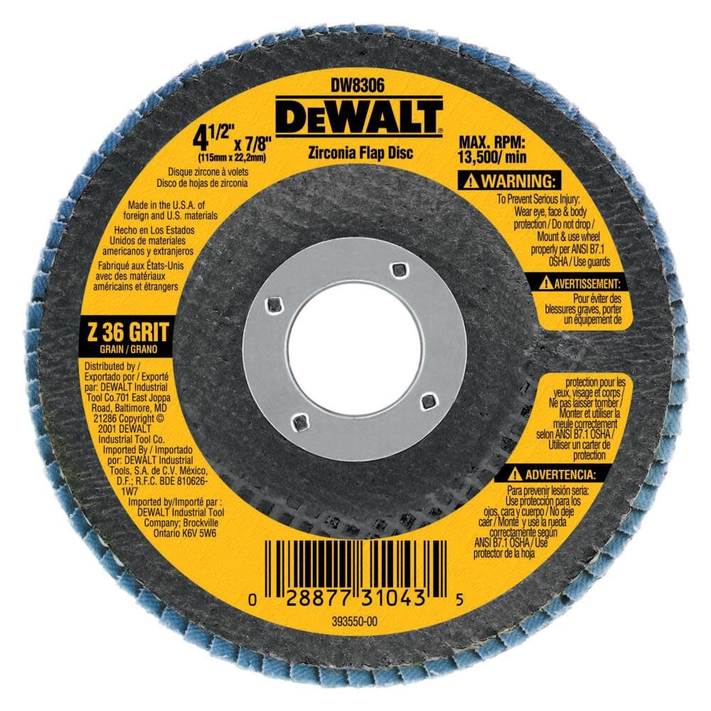 DEWALT 7 x 5/8 In. to 11 In. 80 g Zirconia Flap Disc - DW8330