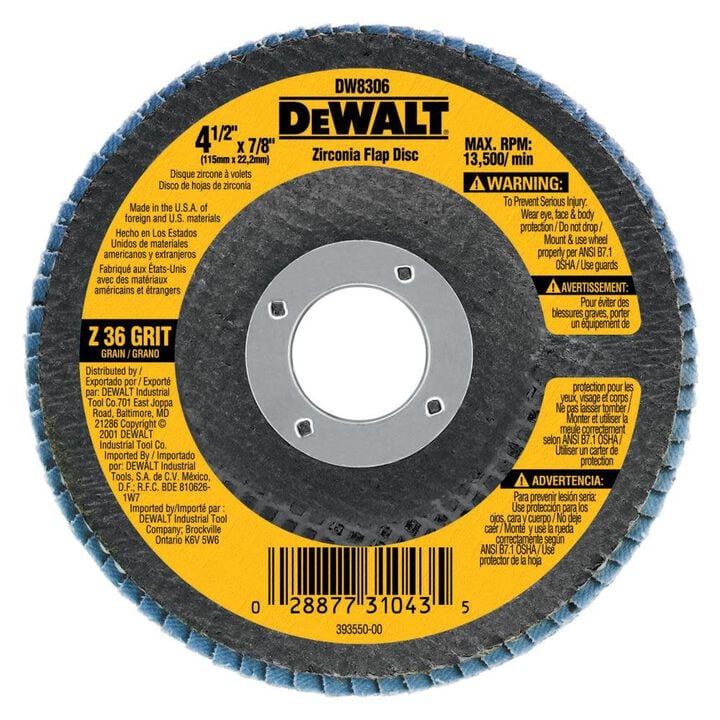 DEWALT 7 x 5/8 In. to 11 In. 80 g Zirconia Flap Disc, large image number 0