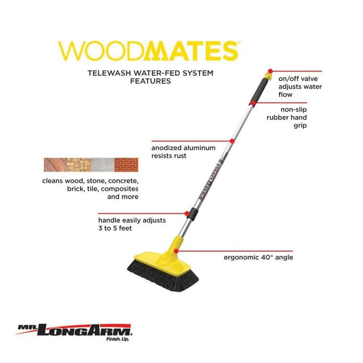 Mr Longarm Telewash Deck Scrub Brush and Flow-Thru Pole, large image number 1