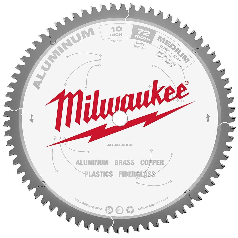 Milwaukee 10 in. Aluminum Cutting Circular Saw Blade - 48-40-4360