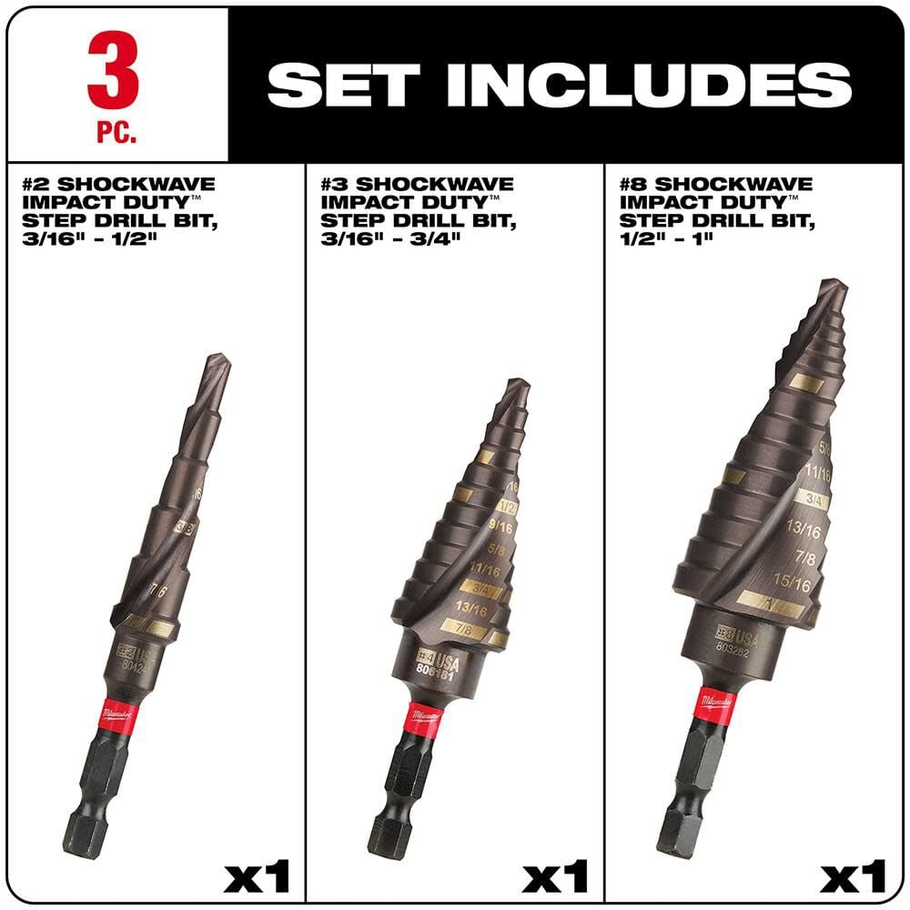 Milwaukee Shockwave Impact Duty Step Bit Mechanical Set 2 3 8 48 89 9256 Simolary simolary.com 8