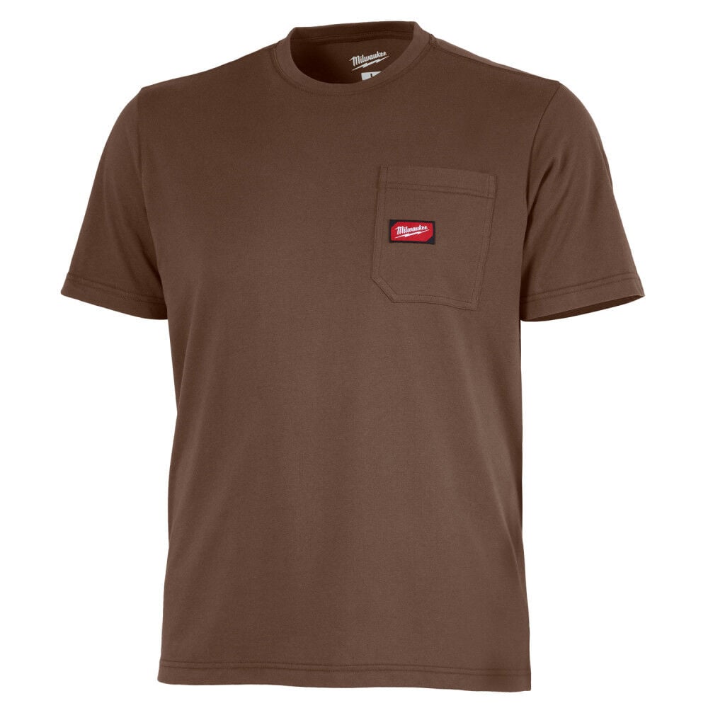 Milwaukee GRIDIRON Pocket T-Shirt Short Sleeve Brown Size 2XL – 605BR-2X