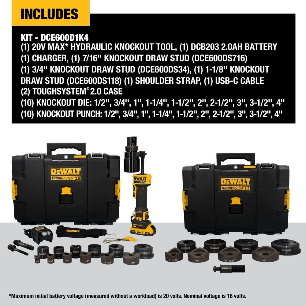 DEWALT 20V MAX* Hydraulic Knockout Tool Kit, large image number 3