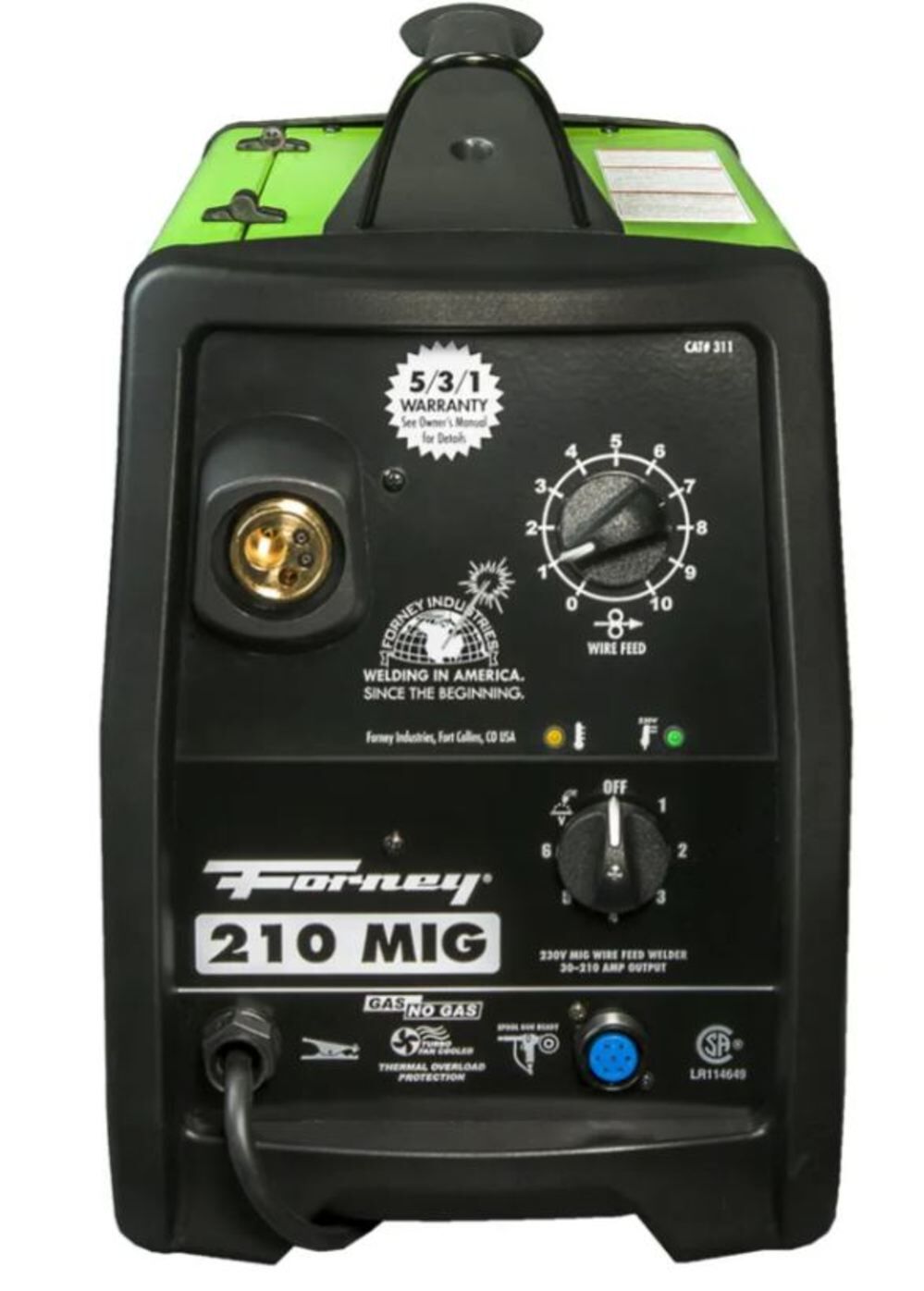 Forney Industries Green 230V 210A 210 MIG Welder with 10 ft Lead 311