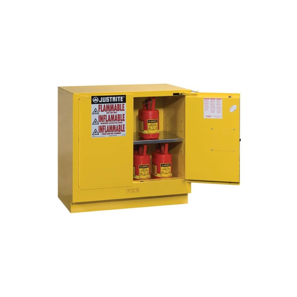 Justrite 22 Gallon Yellow Steel Self Close 1 Shelf Flammable Cabinet – 892320
