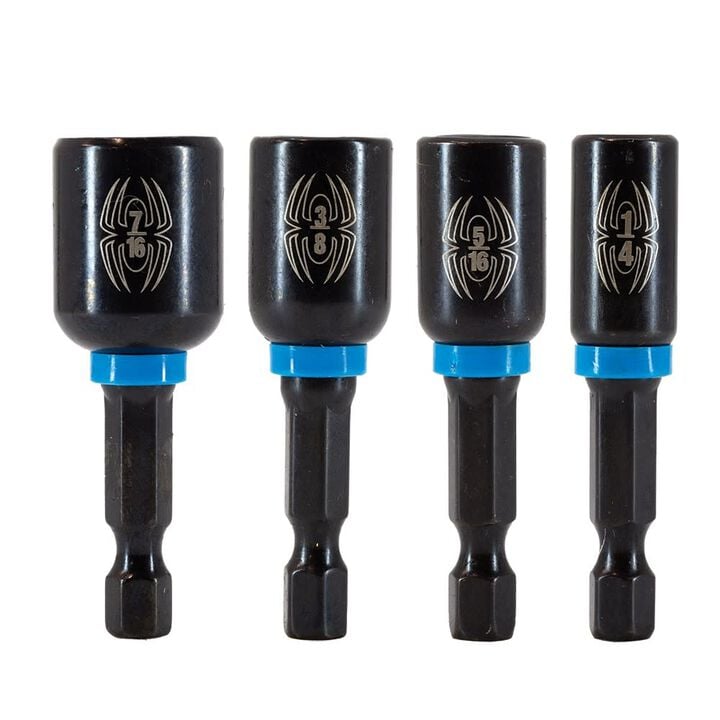 Spyder Magnetic Impact Nut Driver Set, 1/4, 5/16, 3/8, 7/16 Inch, 4 Pieces