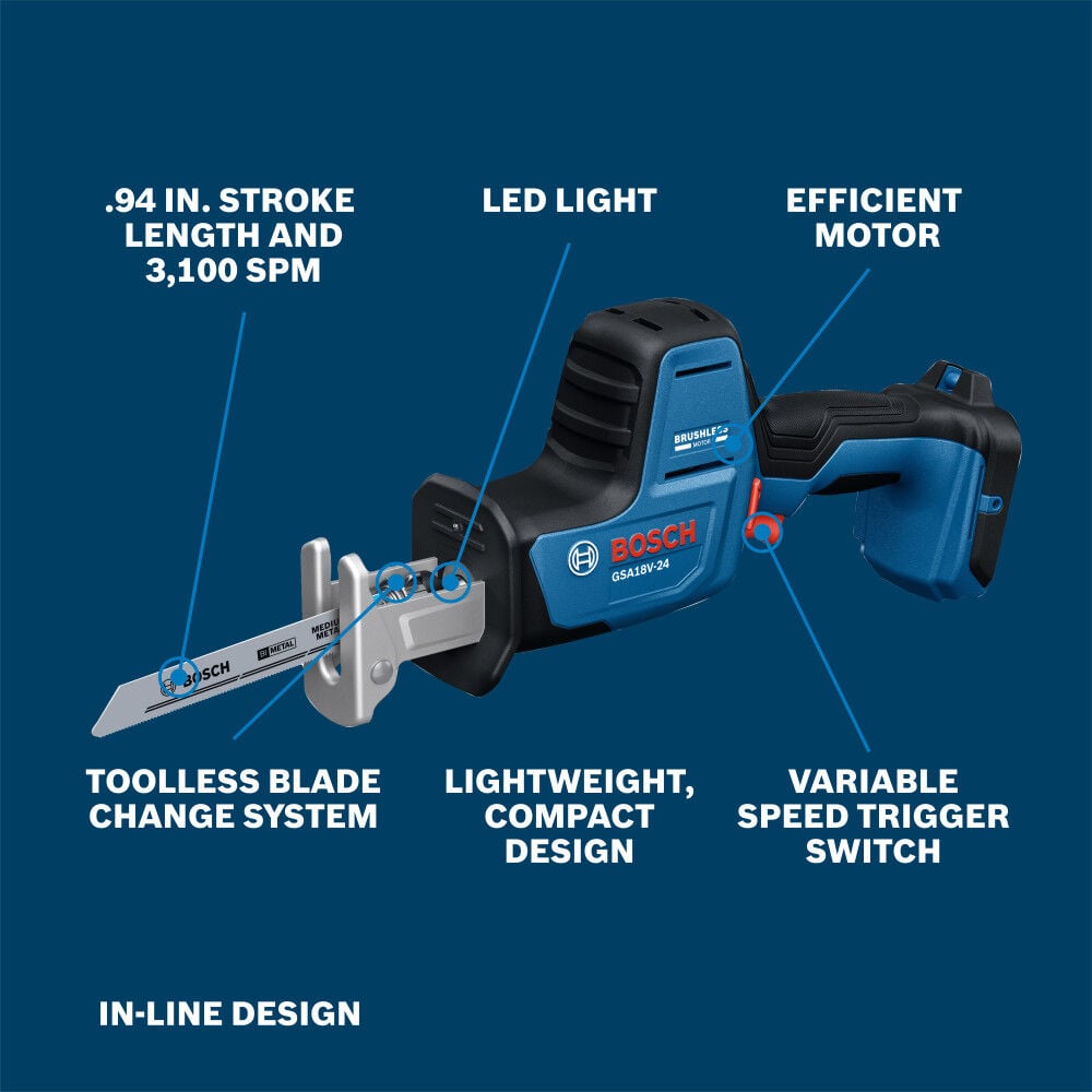 Bosch 18V Compact Reciprocating Saw (Bare Tool), large image number 2
