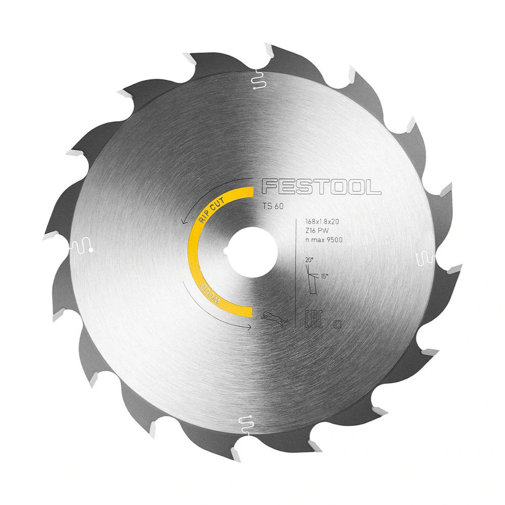Festool HW 168 mm 16T Saw Blade For Wood Rip Cut, large image number 1