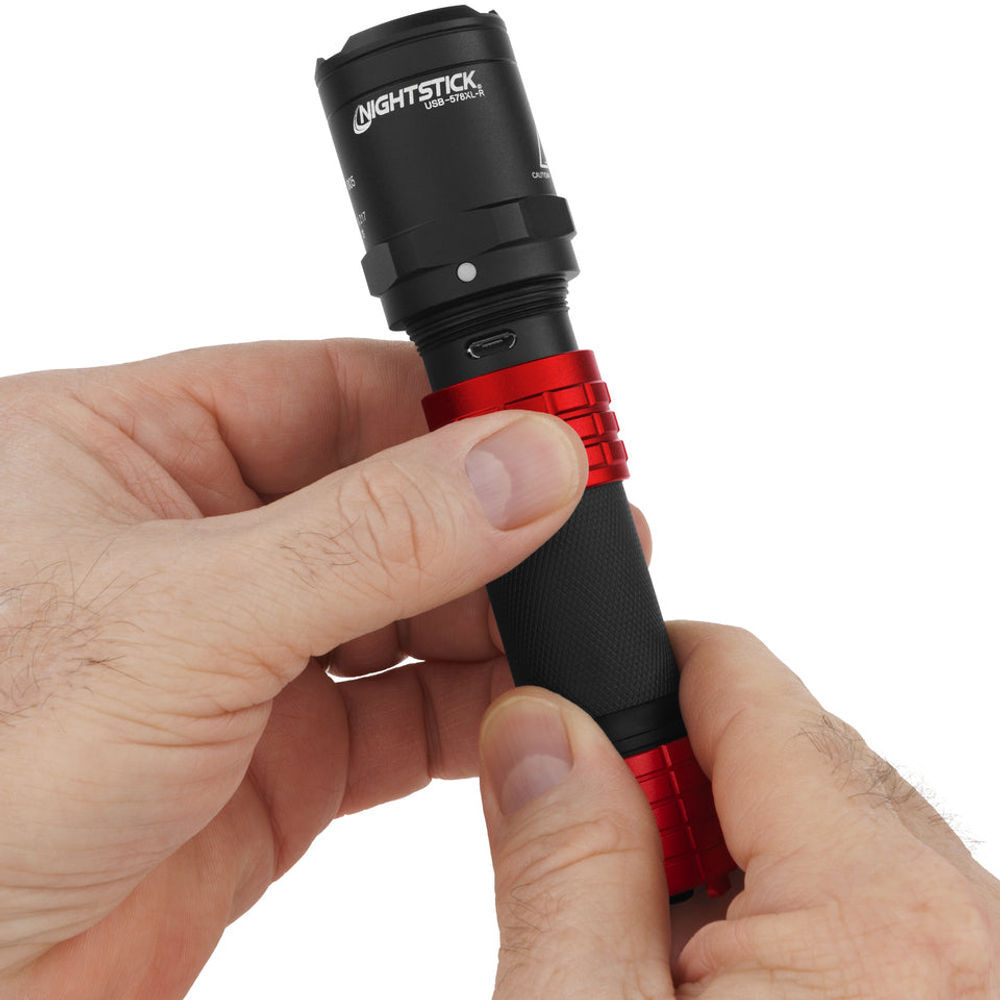 Nightstick Metal Dual-Light Rechargeable Flashlight with Holster, Red, large image number 5