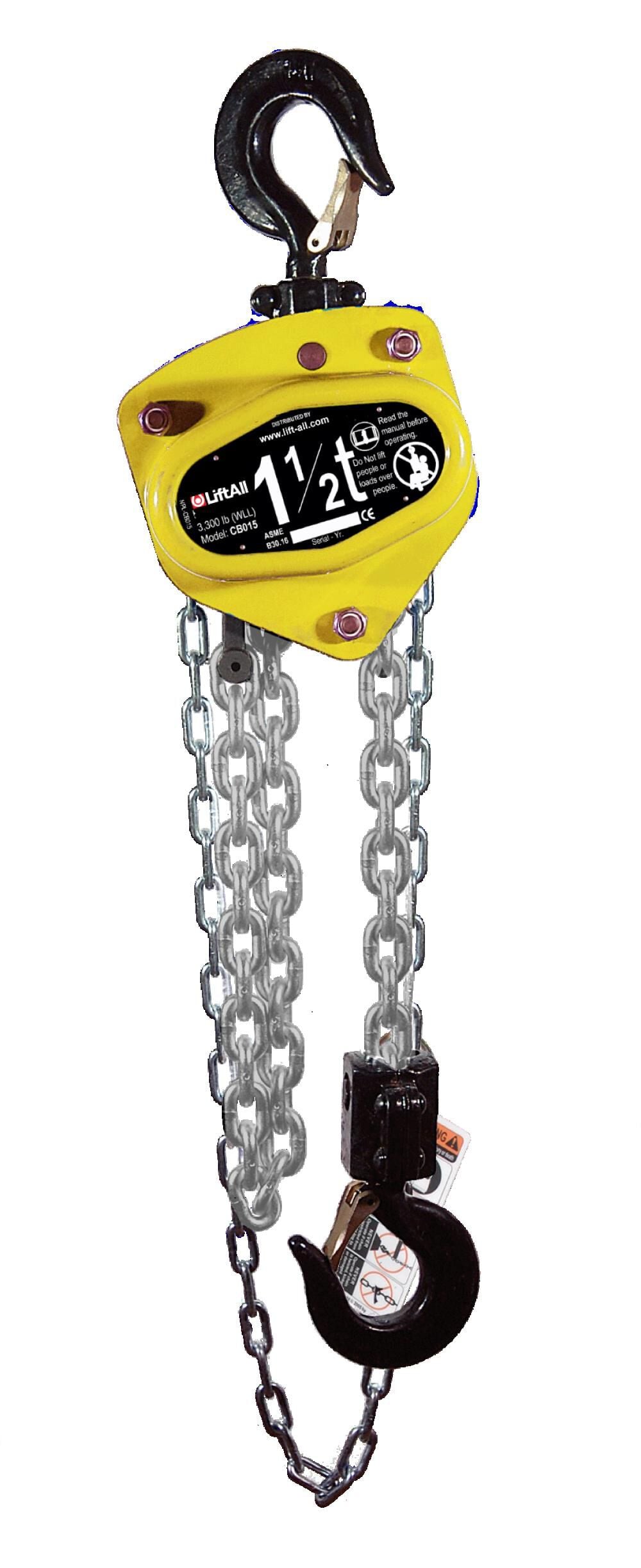 Lift-All 1-1/2 Ton Manual Chain Hoist 10 Ft. Lift – MCH015X10