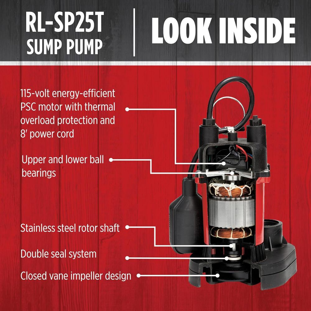 Red Lion 1/4HP 3088 GPH Sump Pump with Tethered Switch, large image number 4