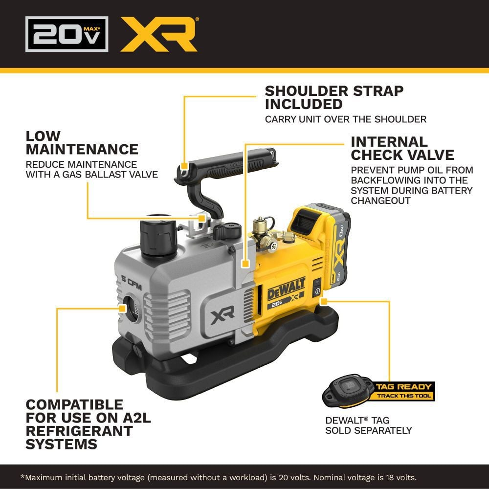 DEWALT DEWALT 20V MAX* XR 5CFM Cordless Vacuum Pump, large image number 4
