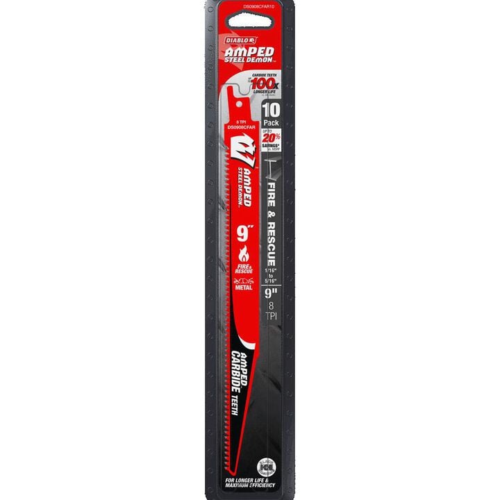 Diablo Tools 9 Inch 8 TPI AMPED Reciprocating Blade for Fire and Rescue, 10 Pack, large image number 4