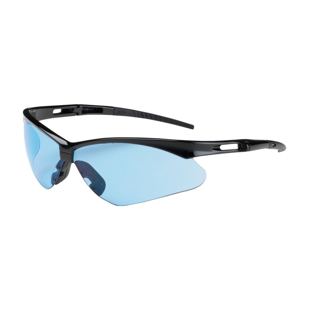 Protective Industrial Products Anser Semi-Rimless Safety Glasses with Black Frame Light Blue Lens and Anti-Scratch Coating Including Neck Cord, large image number 1