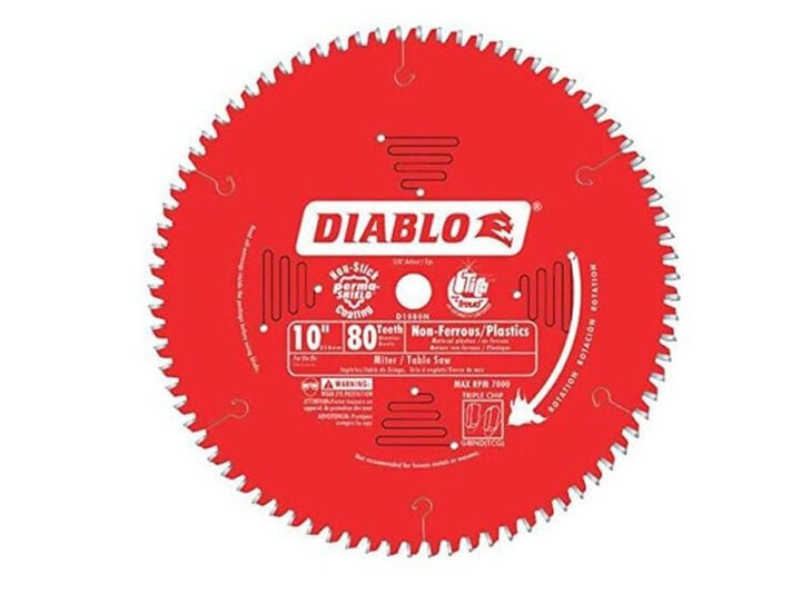 Diablo Tools 10 inch x 80 Tooth TCG Medium Aluminum Cutting Miter Saw Blade with 5/8 inch Arbor