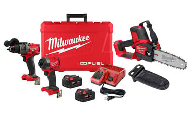Milwaukee M18 FUEL Drill, Impact Driver & Pruning Saw Combo Kit Bundle