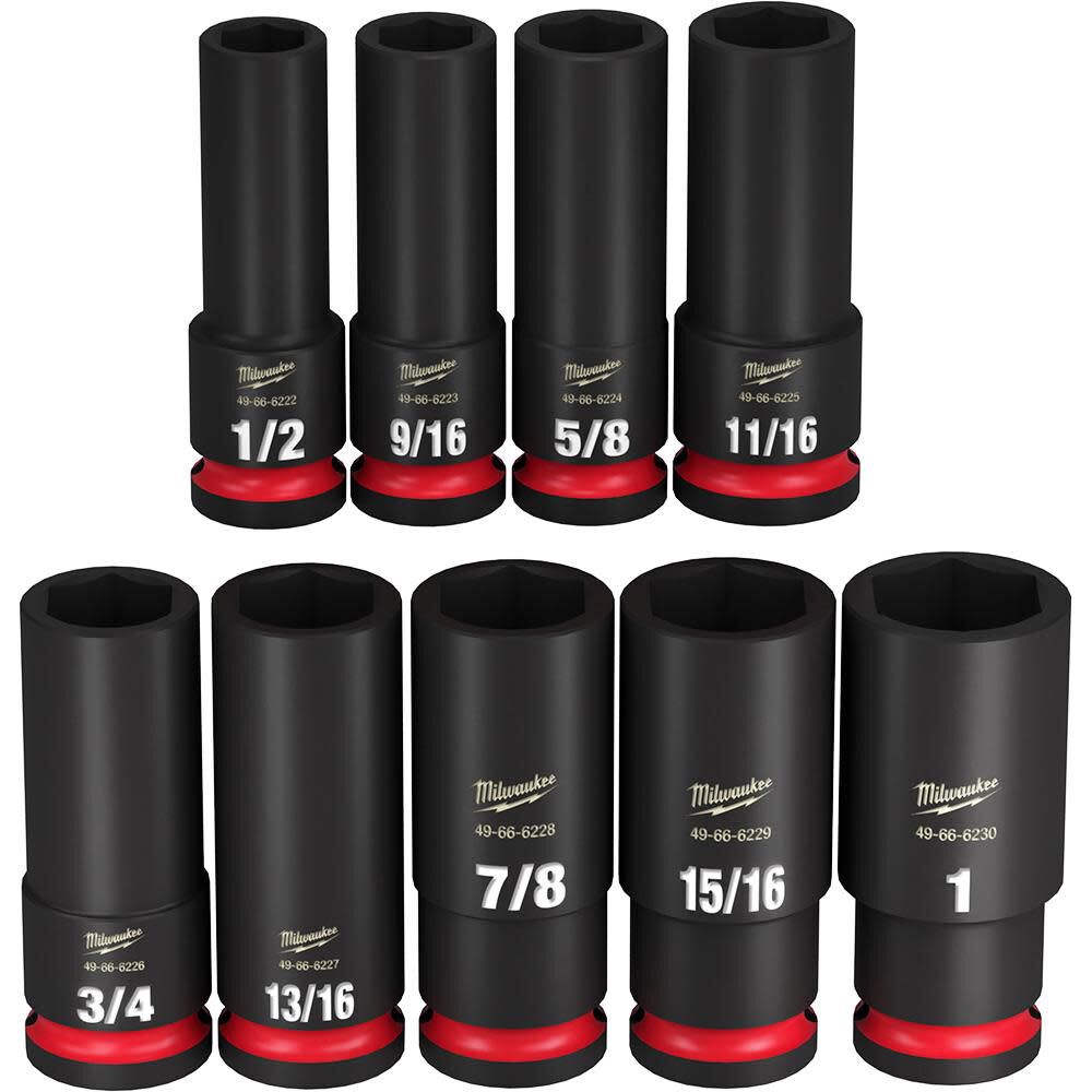 Milwaukee Impact Socket 1/2in Drive SAE 6 Point 9pc, large image number 2