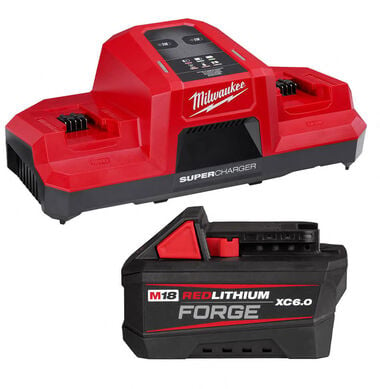Milwaukee M18 REDLITHIUM FORGE XC6.0 Battery Pack & Dual Bay Charger Kit Bundle