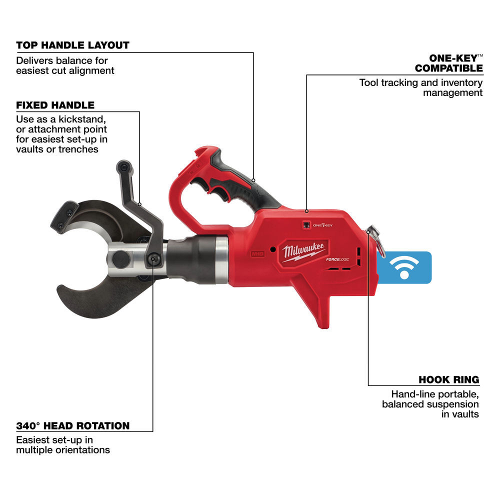 Milwaukee M18 FORCE LOGIC 3 Inch Underground Cable Cutter & M18 REDLITHIUM XC 18V 5Ah Battery Bundle, large image number 6