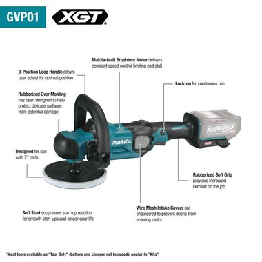 Makita 40V max XGT 7in Polisher (Bare Tool), large image number 2