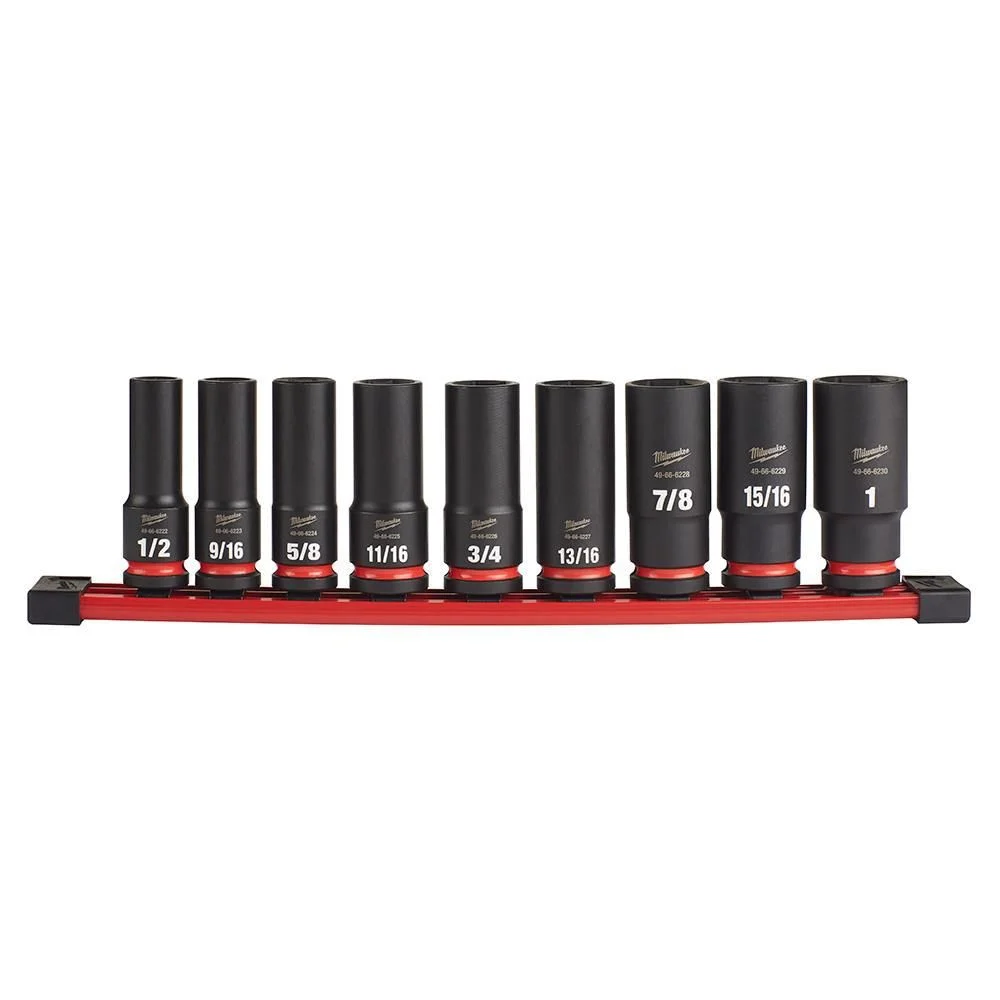 Milwaukee Impact Socket 1/2in Drive SAE 6 Point 9pc, large image number 1