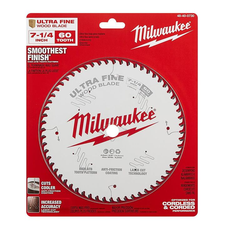 Milwaukee 7-1/4 in. 60T Ultra Fine Finish Circular Saw Blade, large image number 5