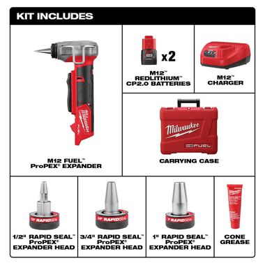 Milwaukee M12 FUEL ProPEX Expander Kit with 1/2inch-1inch RAPID SEAL ProPEX Expander Heads, large image number 1
