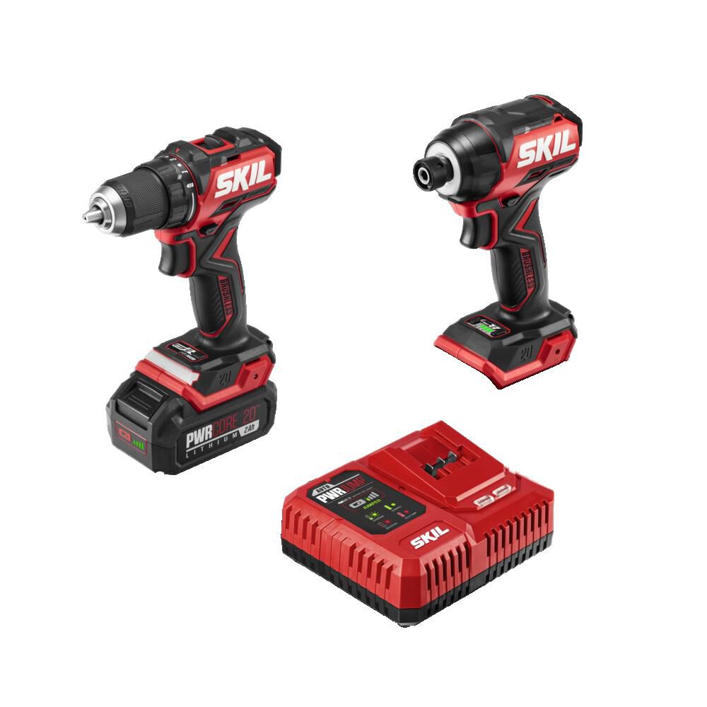 SKIL PWRCORE 20 Compact 20V Drill Driver Impact Driver Kit