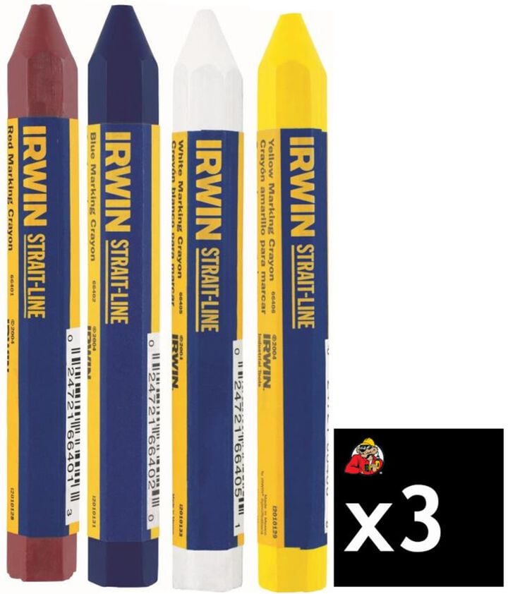 Irwin Red Blue Yellow & White Lumber Crayon Bundle