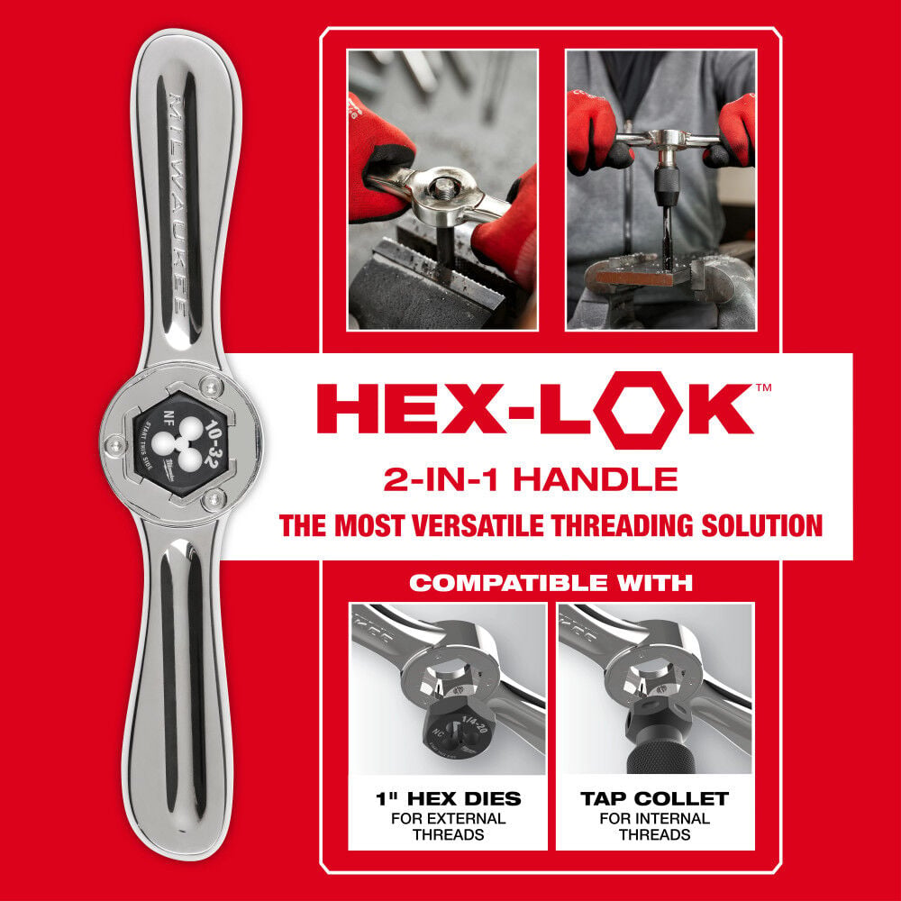 Milwaukee SAE & Metric Tap & Die PACKOUT Set with HEX-LOK 2-in-1 Handle 107 Pieces, large image number 4