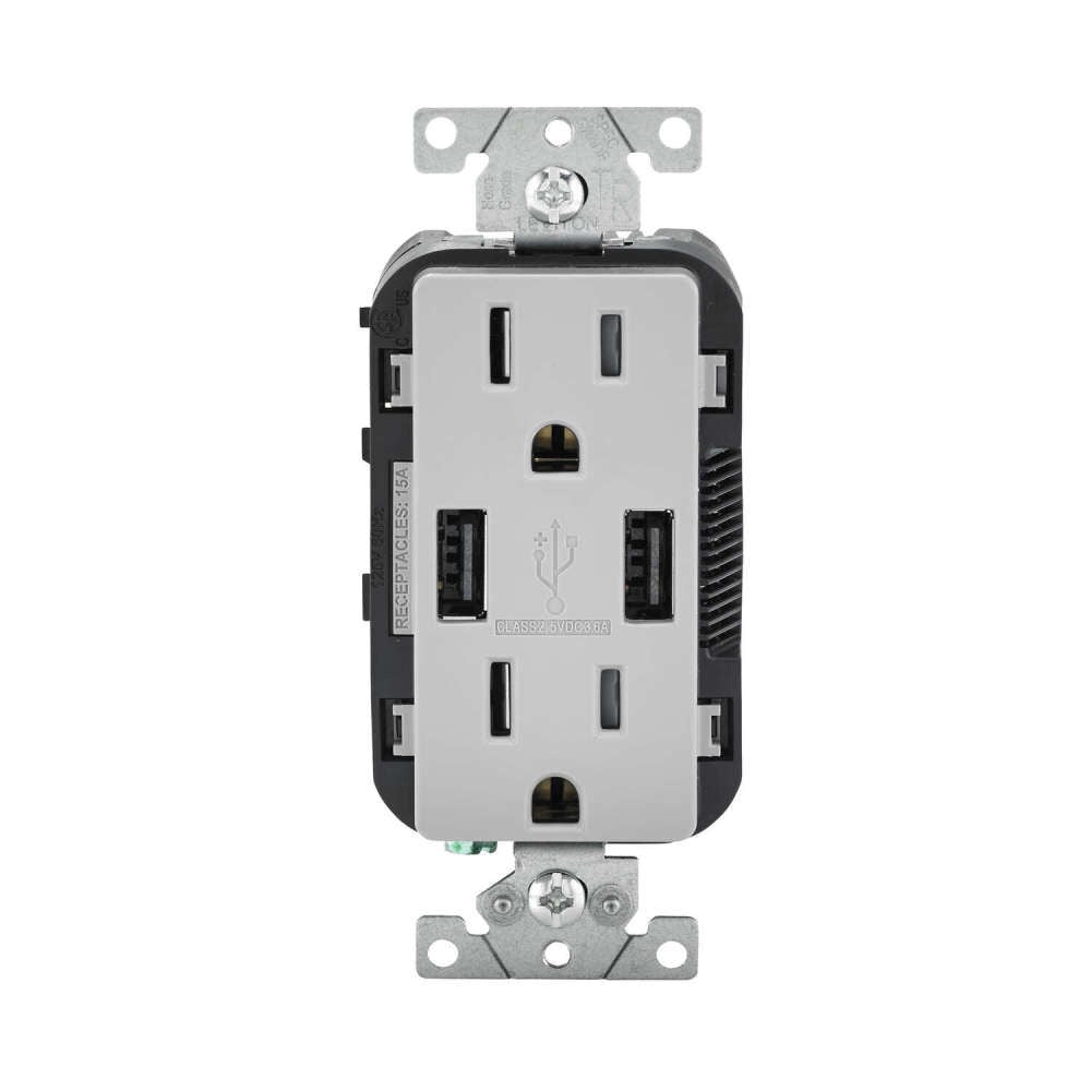 Leviton Decora 15A 125V NEMA 5-15R Outlet & USB Charger – 3809423