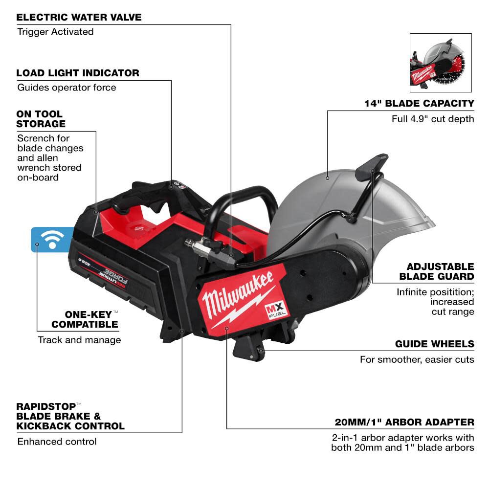 Milwaukee MX FUEL 14 in Cut-Off Saw with RAPIDSTOP Brake Kit