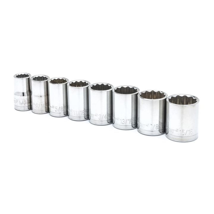 Crescent Socket Set 8 Pc. 1/2 In. Drive 12 Point SAE