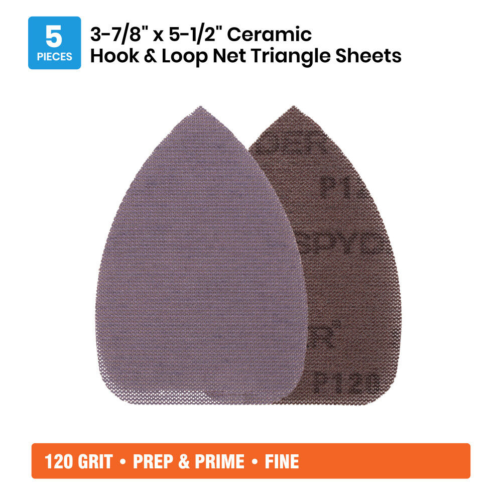 Spyder Detail Sander, 120 Grit Ceramic Net, 3-7/8 Inch Mouse, 5 Pieces, large image number 7