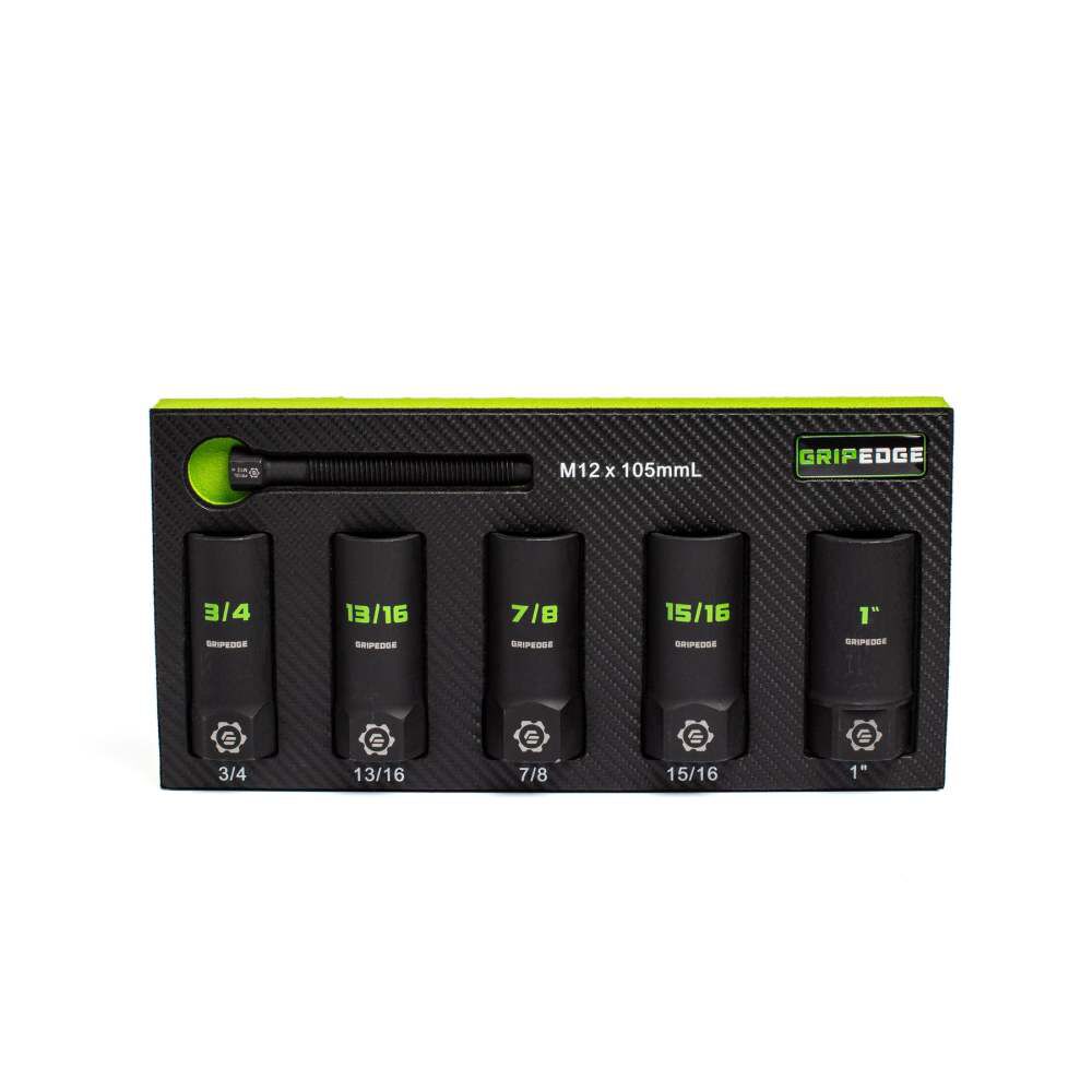 GripEdge Tools Rounding Prevention Technology 1/2 Inch Drive SAE Deep Socket Extractor Set 5 Pieces, large image number 1