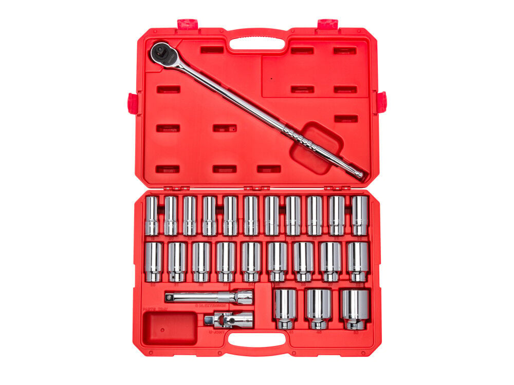 Tekton 3/4 Inch Deep 6 Point Socket and Ratchet Set Case, 26 Piece (19-50 mm), large image number 1