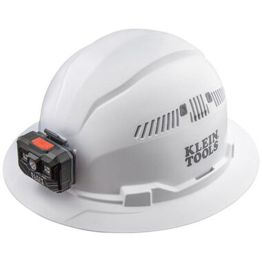 Klein Tools Hard Hat Vented Full Brim with Rechargeable Headlamp White, large image number 0