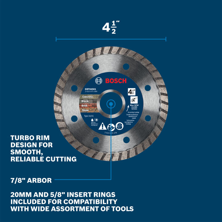 Bosch 4-1/2 In. Turbo Rim Diamond Blade, large image number 1
