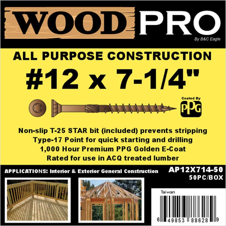 Woodpro (50) #12 x 7-1/4 In. All Purpose Wood Screws, large image number 1