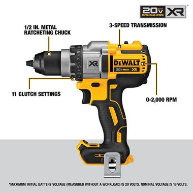 DEWALT DCD991B - 20V MAX XR LITHIUM ION BRUSHLESS 3-SPEED DRILL/DRIVER (Bare Tool), large image number 3